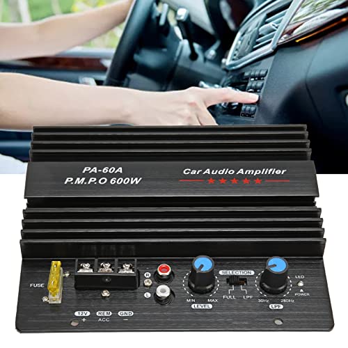 Ejoyous Auto Verstärker Subwoofer,12V 600W KFZ Stereo Endstufen Aluminium Auto Verstärkerplatine Bass Subwoofer Board für Auto-Lautsprecher, 15.5 x 17cm von Ejoyous