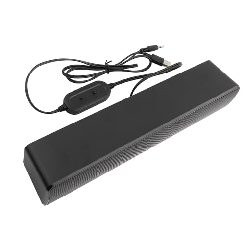 Ejoyous Soundbar für TV Geräte, USB Lautsprecher für PC Fernsehlautsprecher mit Kabel Wired Stereo Musikboxen Soundbox Sound, für Desktop Laptop Tablet 3,5 mm Eingang (Black) von Ejoyous