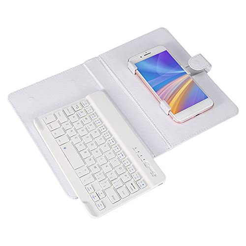 Ejoyous Universelle Kabellose Bluetooth-Tastatur mit Schutzhülle, Abnehmbarer Ergonomischer Tastatur und Ständer, Kompatibel mit Android, Windows, (White) von Ejoyous