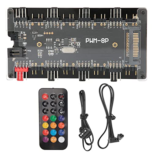 Gehäuse Lüfter Hub, PWM+ARGB 2 in 1 Wireless Motherboard-Steuerung und Fernbedienung, für Computer-Lüfter Case Fan Remote Controll System von Ejoyous