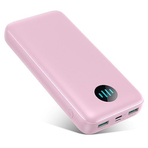 Power Bank 26800mAh, Powerbank USB C Input&Output 3.0A PD, Externe Handyakkus 3 Ausgängen Schnelles Aufladen Akkupack, kompatibel mit iPhone Samsung Huawei Xiaomi Kopfhörer-Rosa von Ekrist