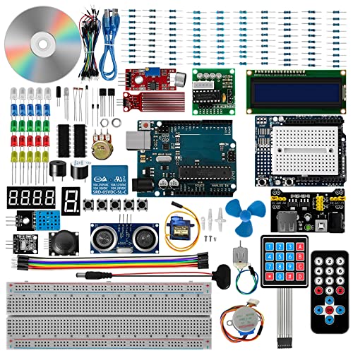 Eladcncmc Super Starter Für Set Breadboard Steuerplatine LED Dioden Widerstände LCD1602 – Über 50 Arten von Eladcncmc