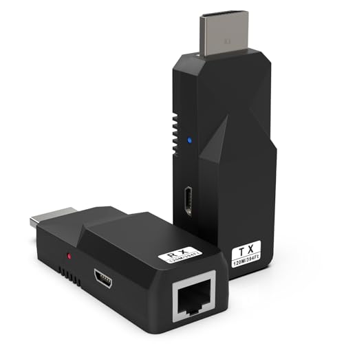 Elalight HDMI-Extender über Single Cat5E/6/7, 120 m, HDMI-Extender-Adapter über Ethernet, keine Verzögerung, keine Kompression, 1080p @ 60 Hz, HDMI-Sender und Empfänger mit HDCP1.2 von Elalight