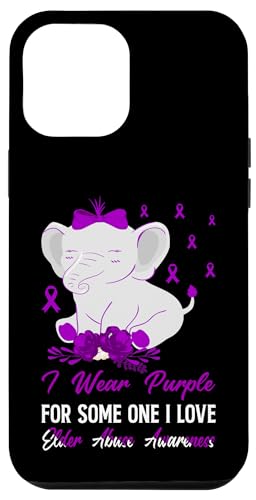 Hülle für iPhone 14 Pro Max Elder Missuse Awareness Cute Elephant Love Purple Support von Elder Abuse Awareness products (Lwaka)