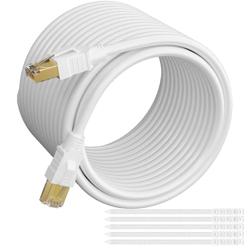 Elecan CAT 6E Cat-7-Ethernet-Kabel, 90 m, dreifach geschirmt, S/FTP, PoE, 26 AWG, 10 Gbit/s langes CAT6A RJ45-LAN-Kabel, flexibel und langlebig für den Innen- und Außenbereich von Elecan