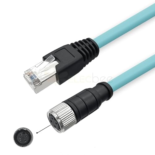 M12 4-polige A-Code-Buchse auf RJ45-Stecker, hochflexibles Cat7-Industrie-Ethernet-Kabel, PVC-Twisted-Pair-Kabel von Elecbee