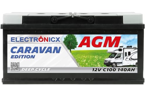 Premium AGM Batterie 140Ah 12V, batterie für Wohnwagen, Wohnmobil, Solarbatterie für Camping Mover, Deep-Cycle-Batterien, Batterie Solaranlage 140 Ah von Electronicx