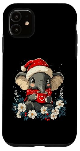 Hülle für iPhone 11 Elefant Weihnachten Frauen Männer Kinder Weihnachten Elefant von Elefant Kaffee Blumen Weihnachten Damen Herren