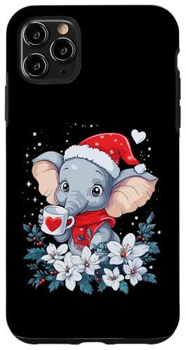 Hülle für iPhone 11 Pro Max Elefant Weihnachten Frauen Männer Kinder Weihnachten Elefant von Elefant Kaffee Blumen Weihnachten Damen Herren