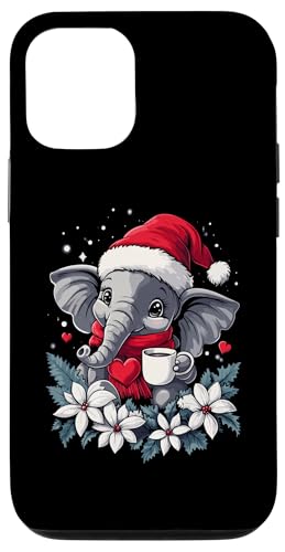 Hülle für iPhone 12/12 Pro Elefant Weihnachten Frauen Männer Kinder Weihnachten Elefant von Elefant Kaffee Blumen Weihnachten Damen Herren