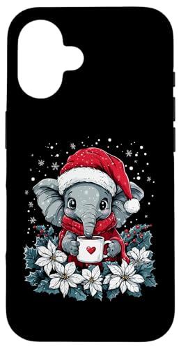 Hülle für iPhone 16 Elefant Weihnachten Frauen Männer Kinder Weihnachten Elefant von Elefant Kaffee Blumen Weihnachten Damen Herren