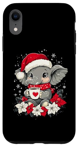 Hülle für iPhone XR Elefant Weihnachten Frauen Männer Kinder Weihnachten Elefant von Elefant Kaffee Blumen Weihnachten Damen Herren