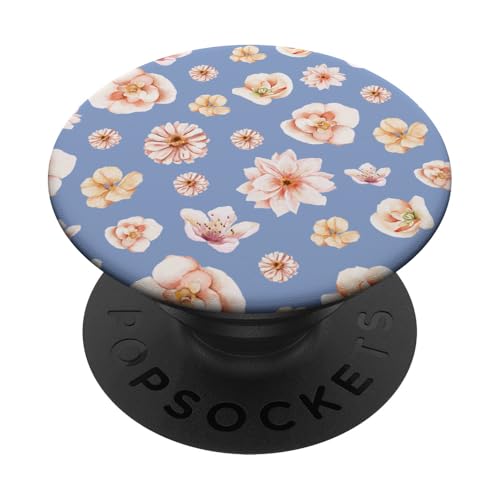 Aquarell-Blumenblütenmuster auf Immergrünblau PopSockets mit austauschbarem PopGrip von Elegantes botanisches Blumenmuster im Vintage-Stil