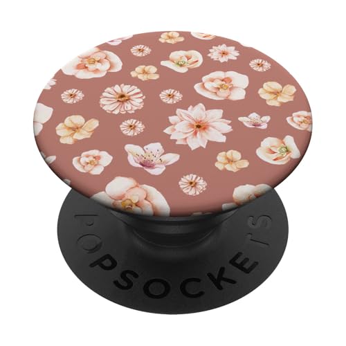 Aquarell-Blumenblütenmuster auf Rosenholzrosa PopSockets mit austauschbarem PopGrip von Elegantes botanisches Blumenmuster im Vintage-Stil