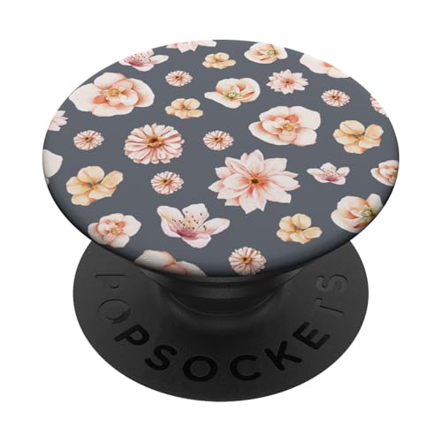 Aquarell-Blumenblütenmuster auf Schiefergrau PopSockets mit austauschbarem PopGrip von Elegantes botanisches Blumenmuster im Vintage-Stil