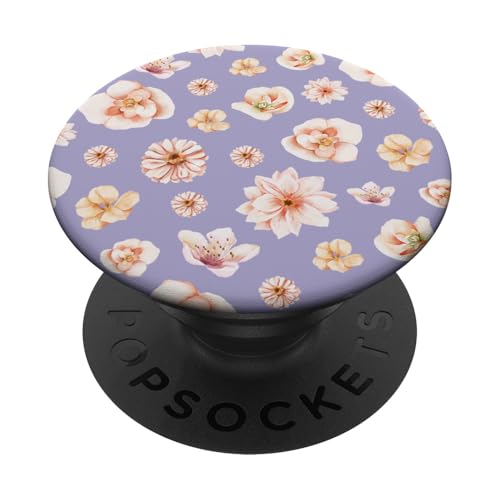 Aquarell-Blumenblütenmuster auf lila Lila PopSockets mit austauschbarem PopGrip von Elegantes botanisches Blumenmuster im Vintage-Stil