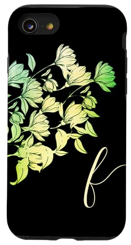 Hülle für iPhone SE (2020) / 7 / 8 Buchstabe F Anfangsbuchstabe Kalligrafie Schrift Grün Tulpen von Eleganz Mädchen Vornamen Designs Alphabet