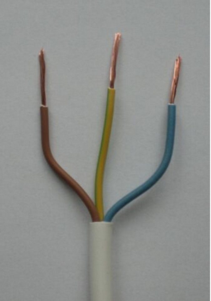 Elektrokabel 1,30 €/m 10 m, 3 x 1 mm flexibel Kunststoff, Kabel, weiss H05VV-F3G1WS Elektro-Kabel, (1000 cm) von Elektrokabel