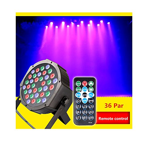 LED Par Licht 512 DMX LED Bühnenlicht Klangregelung mit Fernbedienung 7 Modi RGB Lichteffekte für Weihnachten Geburtstag Party Disco DJ schow Bühnenbeleuchtung (1 Stück, 36 LEDs) von Eleoption