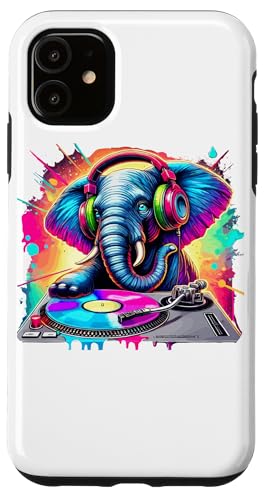 Hülle für iPhone 11 Elefant DJ Musikliebhaber Kopfhörer Discjockey von Elephant DJ Music Lover Gifts