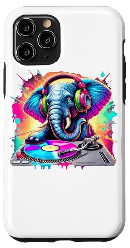 Hülle für iPhone 11 Pro Elefant DJ Musikliebhaber Kopfhörer Discjockey von Elephant DJ Music Lover Gifts