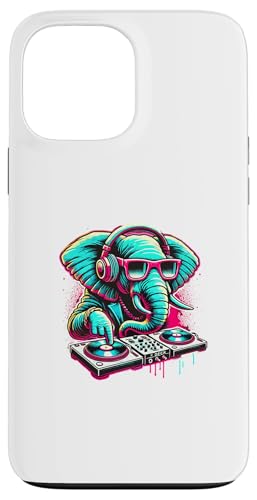 Hülle für iPhone 13 Pro Max Elefant DJ Musikliebhaber Kopfhörer Discjockey von Elephant DJ Music Lover Gifts