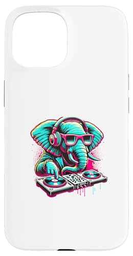 Hülle für iPhone 15 Elefant DJ Musikliebhaber Kopfhörer Discjockey von Elephant DJ Music Lover Gifts