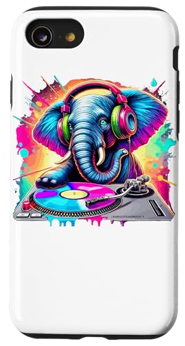 Hülle für iPhone SE (2020) / 7 / 8 Elefant DJ Musikliebhaber Kopfhörer Discjockey von Elephant DJ Music Lover Gifts