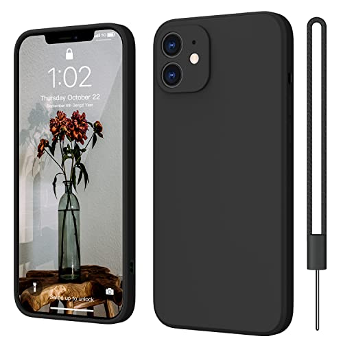 iPhone 12 Hülle Silikon Case, ElestBela Hanyhülle iPhone 12 Ultra Dünn Slim mit Microfiber, Kratzfeste Rundumschutz Case Schutzhülle Hülle für iPhone 12 6.1'' Matt Schwarz von ElestBela