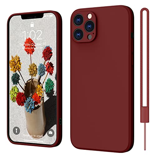 ElestBela iPhone 12 Pro Hülle Silikon, Hanyhülle iPhone 12 Pro Ultra Dünn Slim mit Microfiber, Kratzfeste Rundumschutz Case Schutzhülle Hülle für iPhone 12 Pro 6.1'' Dunkel Rot von ElestBela