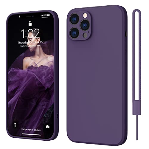 ElestBela iPhone 12 Pro Max Hülle Silikon Case, Hanyhülle iPhone 12 Pro Max Ultra Dünn Slim mit Microfiber, Kratzfeste Rundumschutz Case Schutzhülle Hülle für iPhone 12 Pro Max 6.7'' Dunkel Violett von ElestBela