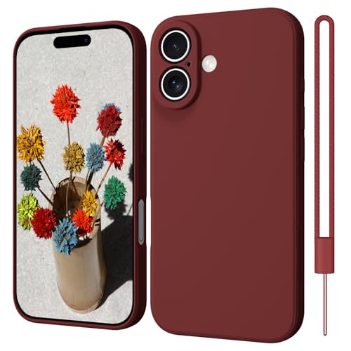 ElestBela iPhone 16 Hülle Silikon Case, Hanyhülle iPhone 16 Ultra Dünn Slim mit Microfiber, Kratzfeste Rundumschutz Case Schutzhülle Hülle für iPhone 16 6.1'' Rot von ElestBela