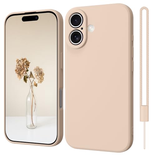 ElestBela iPhone 16 Plus Hülle Silikon Case, Hanyhülle iPhone 16 Plus Ultra Dünn Slim mit Microfiber, Kratzfeste Rundumschutz Case Schutzhülle Hülle für iPhone 16 Plus 6.7'' Khaki von ElestBela