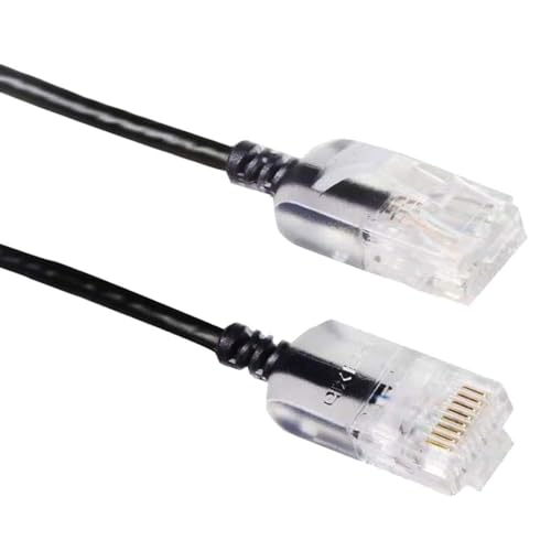 Elfcam® - 1m Slim Cat 6 Ethernet Kabel, Cat6 32AWG WAN LAN Netzwerkkabel, Ultra Slim Schwarz (1 Meter) von Elfcam