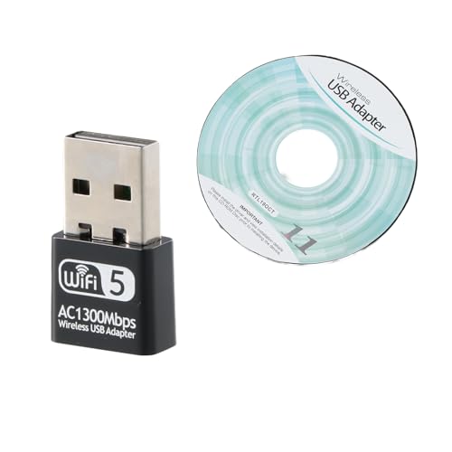 USB WLAN Stick, Dual Band 2.4GHz/5.8GHz Wireless WiFi Dongle für PC, 1300Mbps WLAN Adapter für Desktop PC/Laptop unterstützt Windows 11/10/8/7/Vista von Elitecran