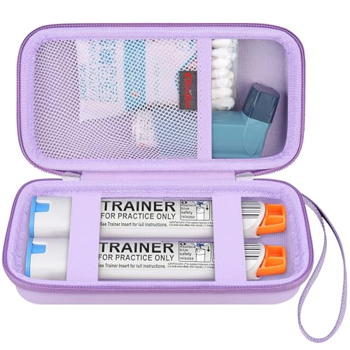 Elonbo EpiPen Tragetasche, Travel Medicine Kit für 2 Epi Pens oder Auvi Q, Ventolin Inhalator, Allergie-Medikamente, Diabetik Supplies Organize Halter Tasche, Lila (NUR Fall!) von Elonbo