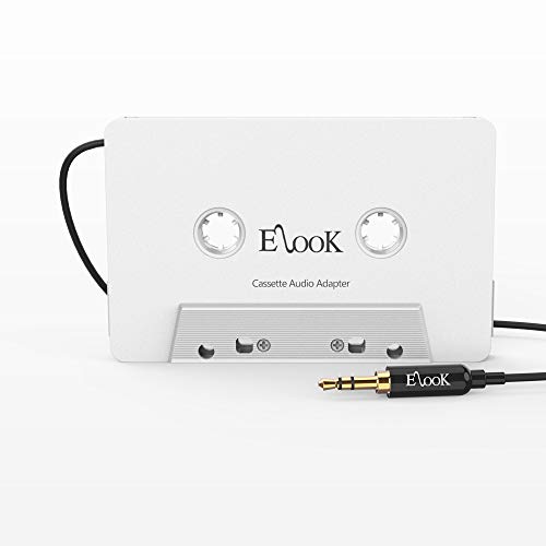 Elook Kfz-Kassetten-AUX-Adapter, 3,5 mm, Universal-Audiokabel-Adapter für Auto, Telefon, MP3 usw., Weiß von Elook