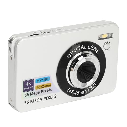 Digitalkamera, 4K HD 1080P-Kamera, 2,7 Zoll Digitale Point-and-Shoot-Kamera mit 20-fachem Zoom-Autofokus, 56 MP Kompakte Tragbare Kleine Kamera für Kinder, Studenten, Kinder, von Elprico