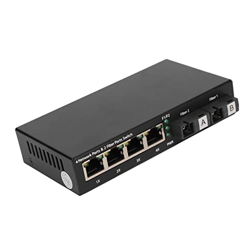 Elprico 6-Port-Gigabit-Ethernet-Glasfaserkonverter, 10 100 1000 Mbit/S RX1550nm-Glasfaser-Medienkonverter Bis zu 20 Km, Erweiterungs-Gigabit-Ethernet-Switch für das Netzwerk von Elprico