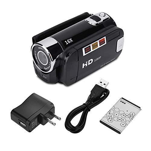 Elprico Digitaler Videokamera-Camcorder 2,7-Zoll-Bildschirm 270 ° Drehung 16-fache HD-USB-Videokamera(Black, U.S. regulations) von Elprico