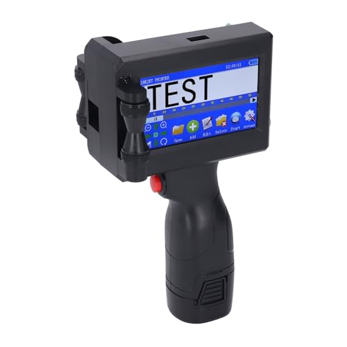 Elprico Handheld-Tintenstrahldrucker, 2 12,7 Mm Höhenverstellbare Handheld-Tintenstrahldrucker, 4,3-Zoll-Touchscreen, Bluetooth-Verbindung, Tragbarer Tintenstrahldrucker mit Patrone von Elprico