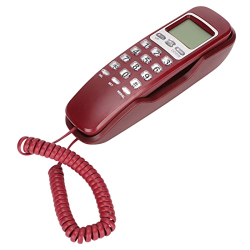 Elprico Schnurgebundenes Telefon, Kabelgebundenes Telefon mit LCD-Display, Unterstützt die REDLAL-Funktion, Kabelgebundenes Festnetztelefon für das Home Office(Rot) von Elprico