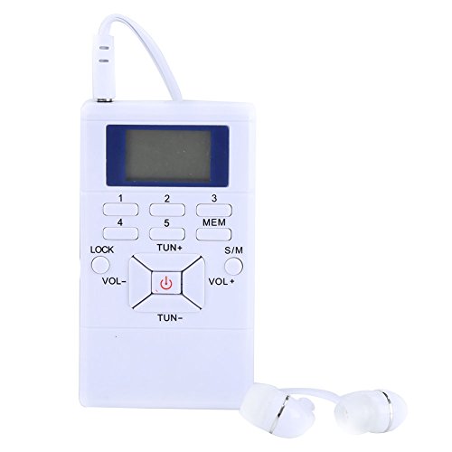 Elprico Tragbares Radio -Radio, Pocket FM Radio Digital Processing Wireless Receiver mit Kopfhörer(Weiß) von Elprico