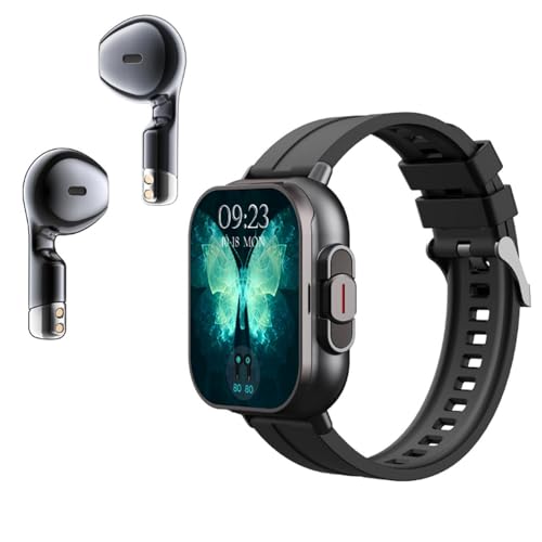 Smartwatch mit Ohrhörern, 2-in-1-Silikonband, Smartwatch, Kabelloses Headset mit 2,01-Zoll-Bildschirm, Fitness-Tracker-Uhr für IOS für von Elprico