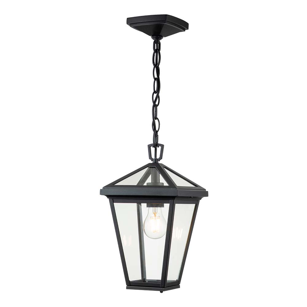 Außen Hängelampe, Alu, Glas, schwarz, H 45,9 cm von Elstead Lighting