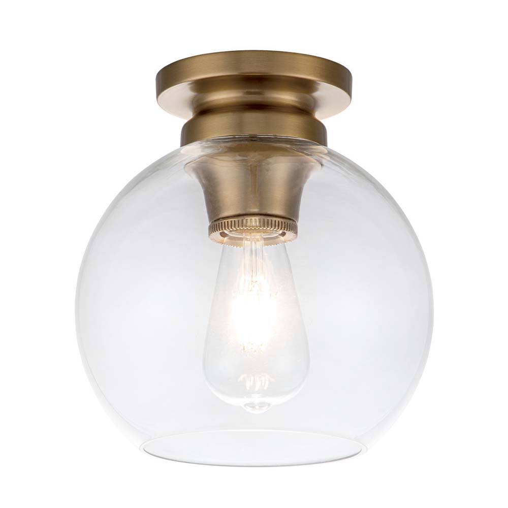 Deckenleuchte, Kugel, Stahl messing, Glas klar, D 21,6 cm von Elstead Lighting