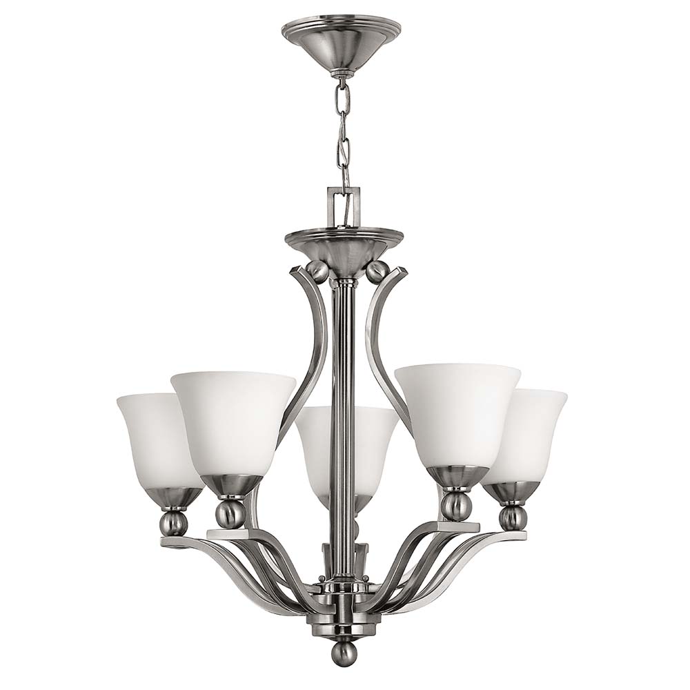 Kronleuchter, Hängelampe, Glas Stahl, Nickel, D 61 cm von Elstead Lighting