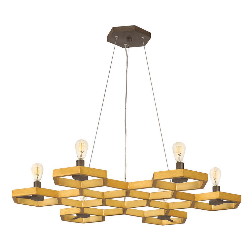 Kronleuchter, Hängelampe, Stahl Gold, D 54,2 cm von Elstead Lighting