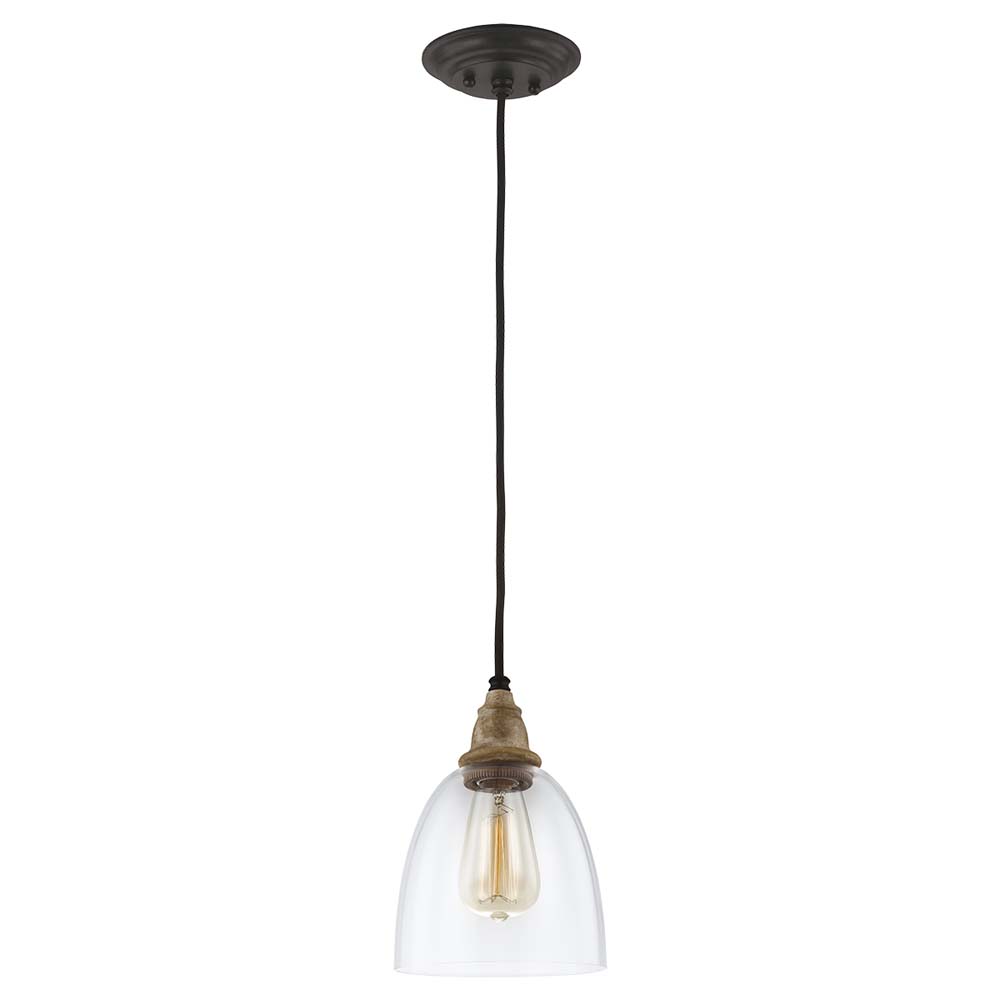 Pendellampe, Deckenleuchte, Stahl Glas, Holz, D 16,2 cm von Elstead Lighting