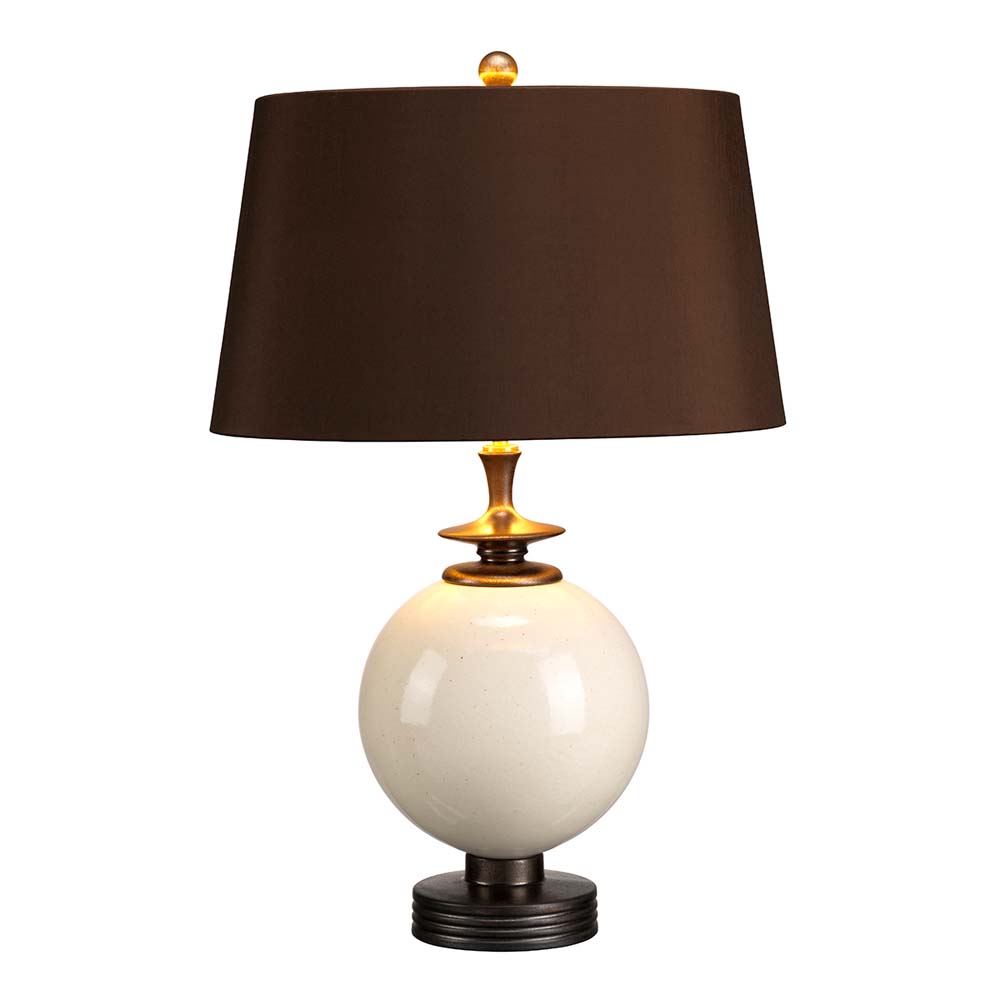 Tischleuchte, Keramik, creme, Kunstseide, braun, H 67 cm von Elstead Lighting